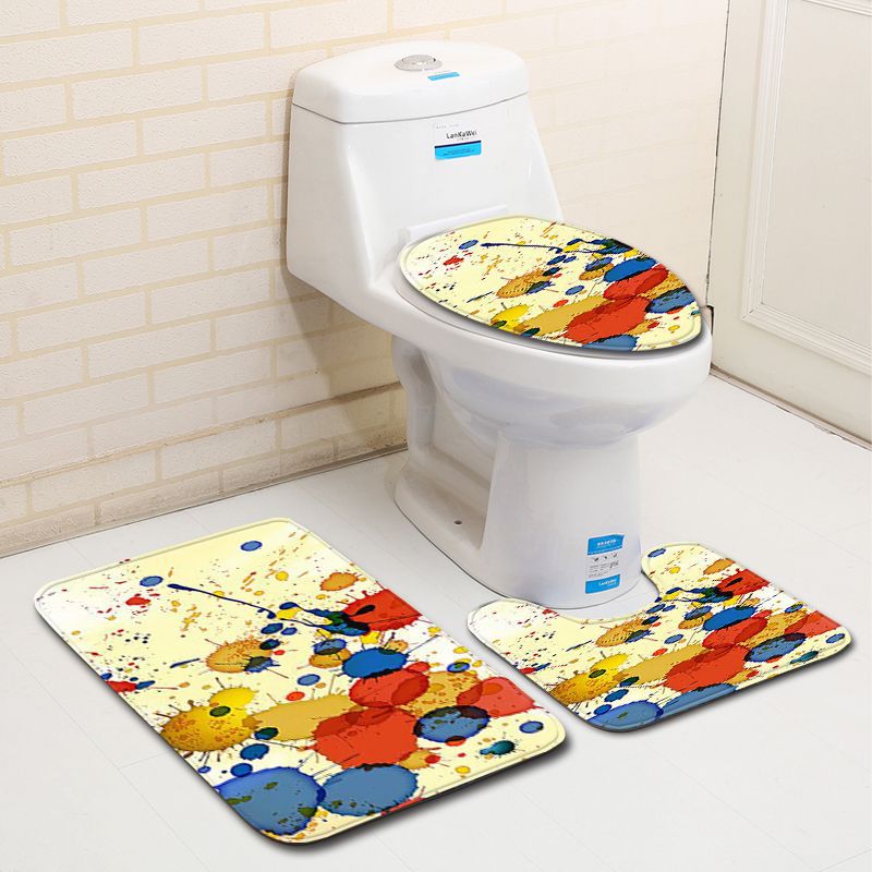 Zeegle Modern Style Printed Bathroom Rug Absorbent Toilet Pedestal Rug Bath Foot Mat Anti-slip Soft Toilet Seat Cover Mat