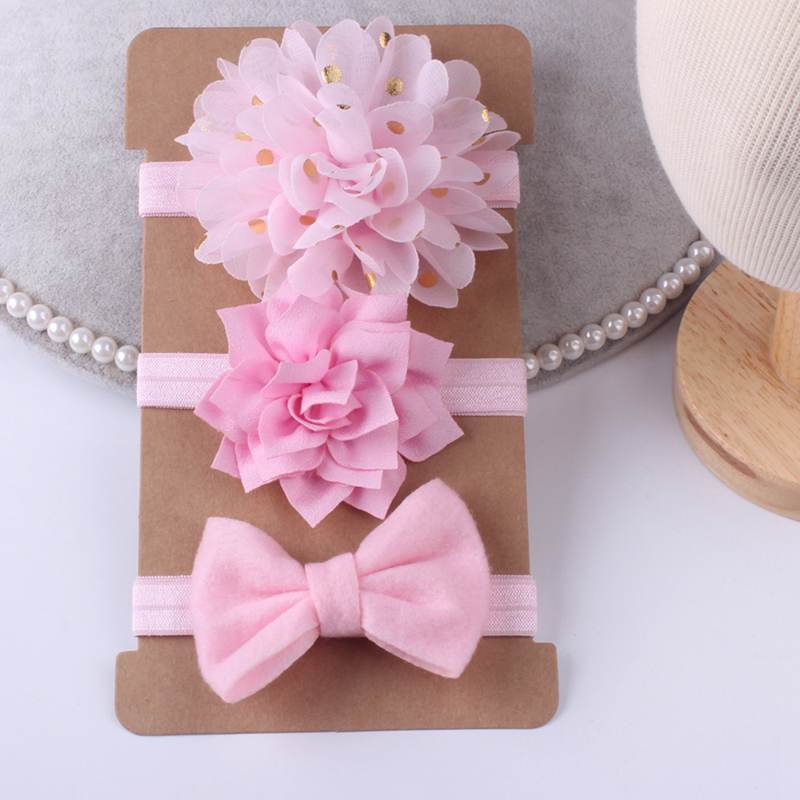 3Pcs/Set Baby Girl Headbands Ribbon Elastic Hair Bands Headdress Kids Hairband Lace Bow Flower Baby Headband Hair Accessories