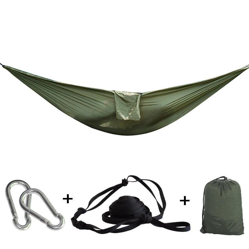 Portable Nylon Cloth Multifunction Camping Hammock Double Outdoor Hamac Sleeping Hamak Garden Hamaca With Carabiner And Ropes