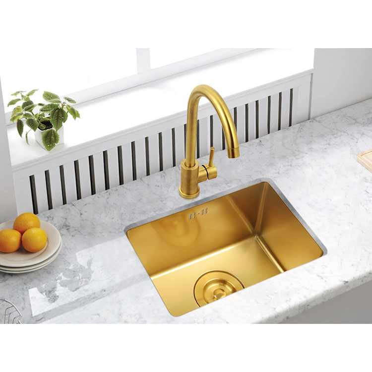 Gold Kitchen Sinks 304 Stainless Steel Manual 4mm thickness Kitchen Sinks Single Bar Counter Kitchen Sinks Nano Anti- Scratch