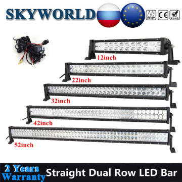 12 22 32 42 52 inch Straight LED Bar Offroad Combo Beam Driving LED Light Bar 12V 24V For 4x4 UAZ Kamaz Truck ATV SUV Tractor