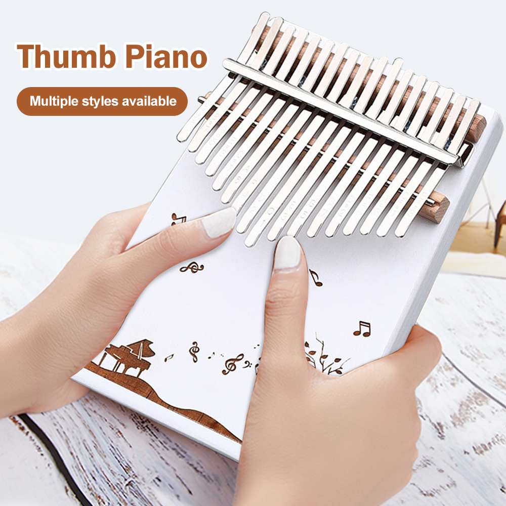 17 Keys Thumb Piano Portable Mini Calimba Mbira Finger Piano Solid Single Board Pine Mbira Keyboard Instruments for Beginners