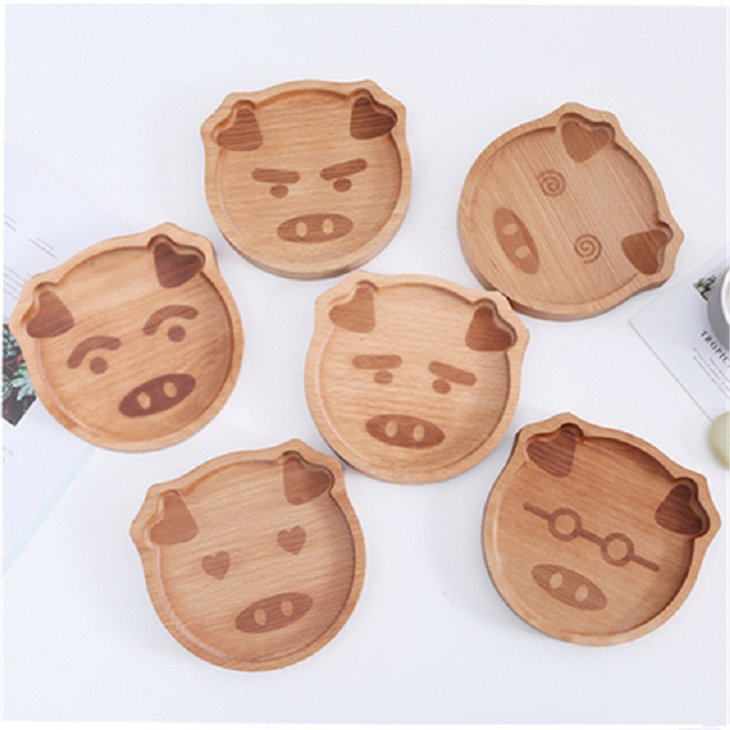 Wooden Baby Food Plate Japanese Food Tray Baby Feeding Bowl Creativity Hand Polished Dessert Dishes Household Kitchen Tools