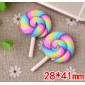 10 pcs/lot Beauty Kawaii Rainbow Lollipop Candy Polymer Clay Cabochons Flatback For DIY Jewelry Decoration