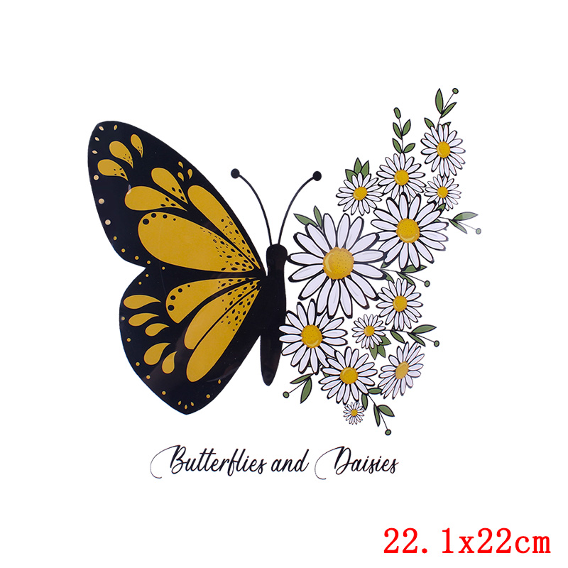 Prajna Fashion Girl Butterfly Iron On Transfers Vynil Heat Transfer Stripe Cartoon Cute PVC Patches For Clothes T-shirt Applique