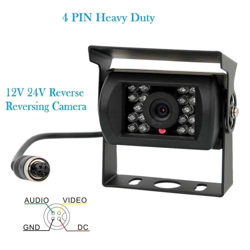 Truck RV Trailer Motorhome 12V-24V 4Pin 7" 18LEDs Waterproof Night Vision Rearview Backup Camera Parking Monitor System