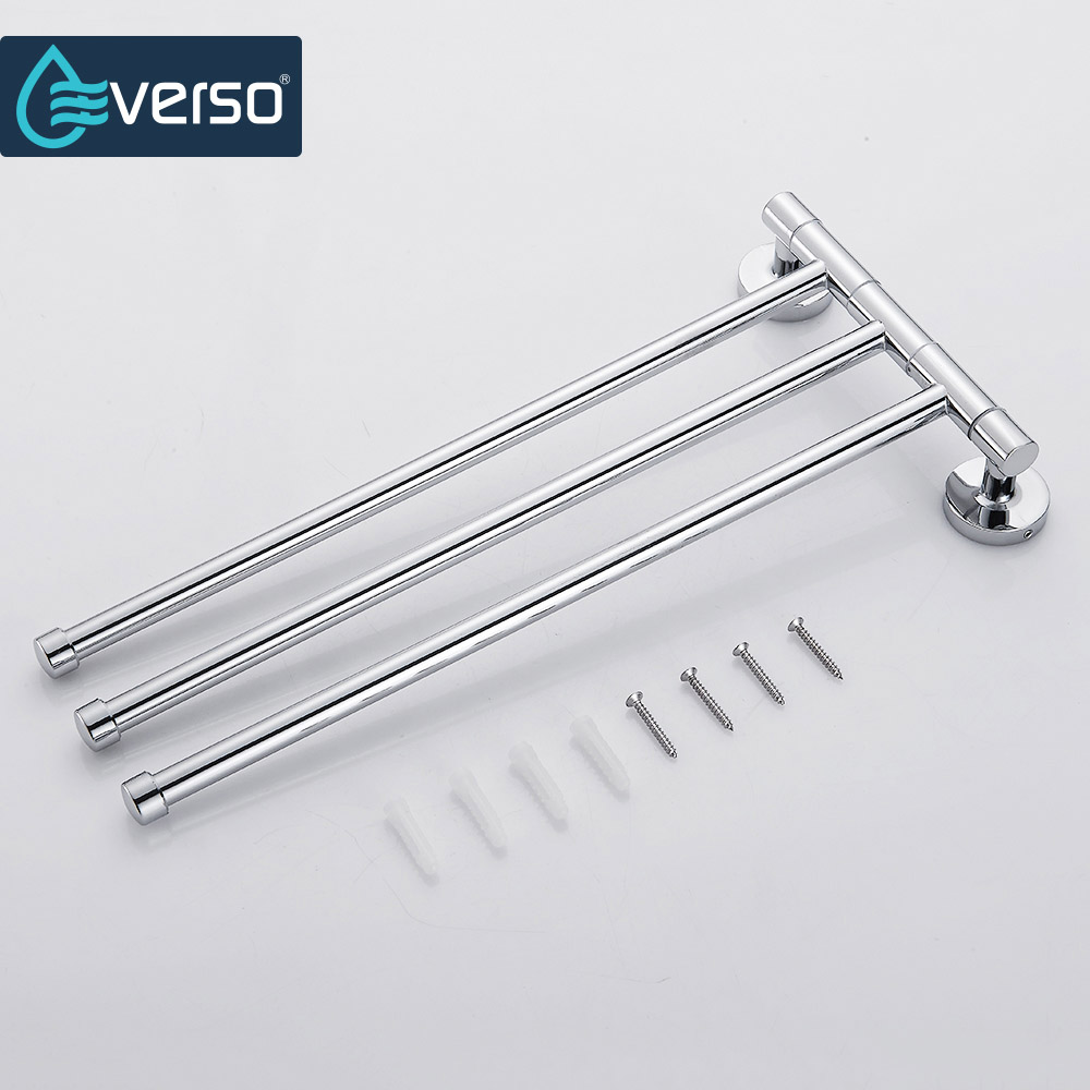 Everso Stainless Steel Towel Bar Rotating Towel Rack Bathroom Kitchen Wall-mounted Towel Polished Rack Holder Hardware Accessory