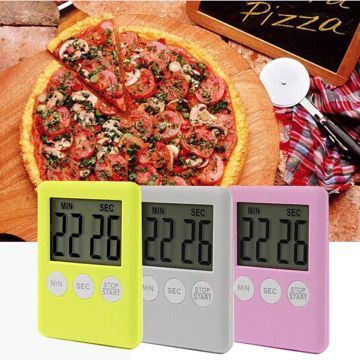 2020 Hot New 1Pcs 3 Colors Super Thin LCD Digital Screen Kitchen Timer Square Cooking Count Up Countdown Alarm Magnet Clock