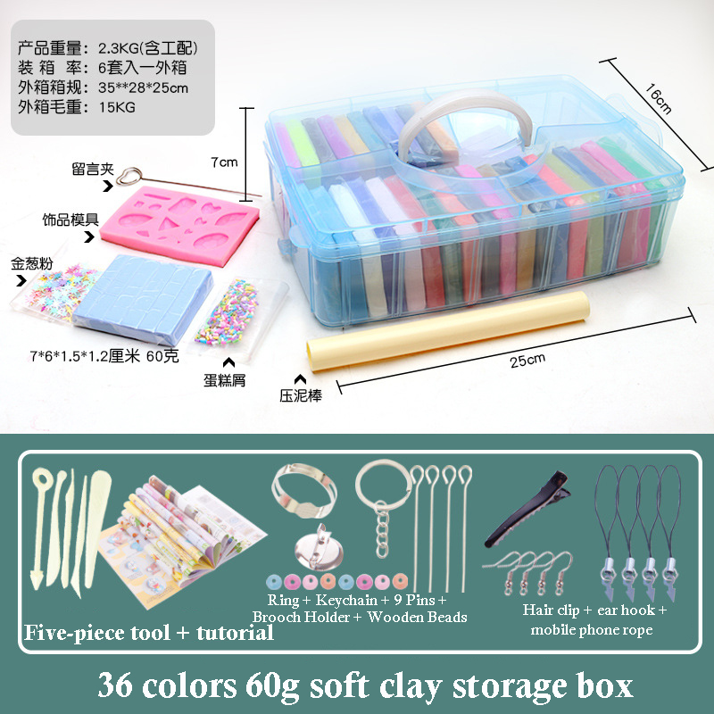 32 Color 3D Clay Plasticine Portable Box New Clay Creative Puzzle Tool Set Polymer Modeling Clay Oven Bake Clay 24pc Clay Mold