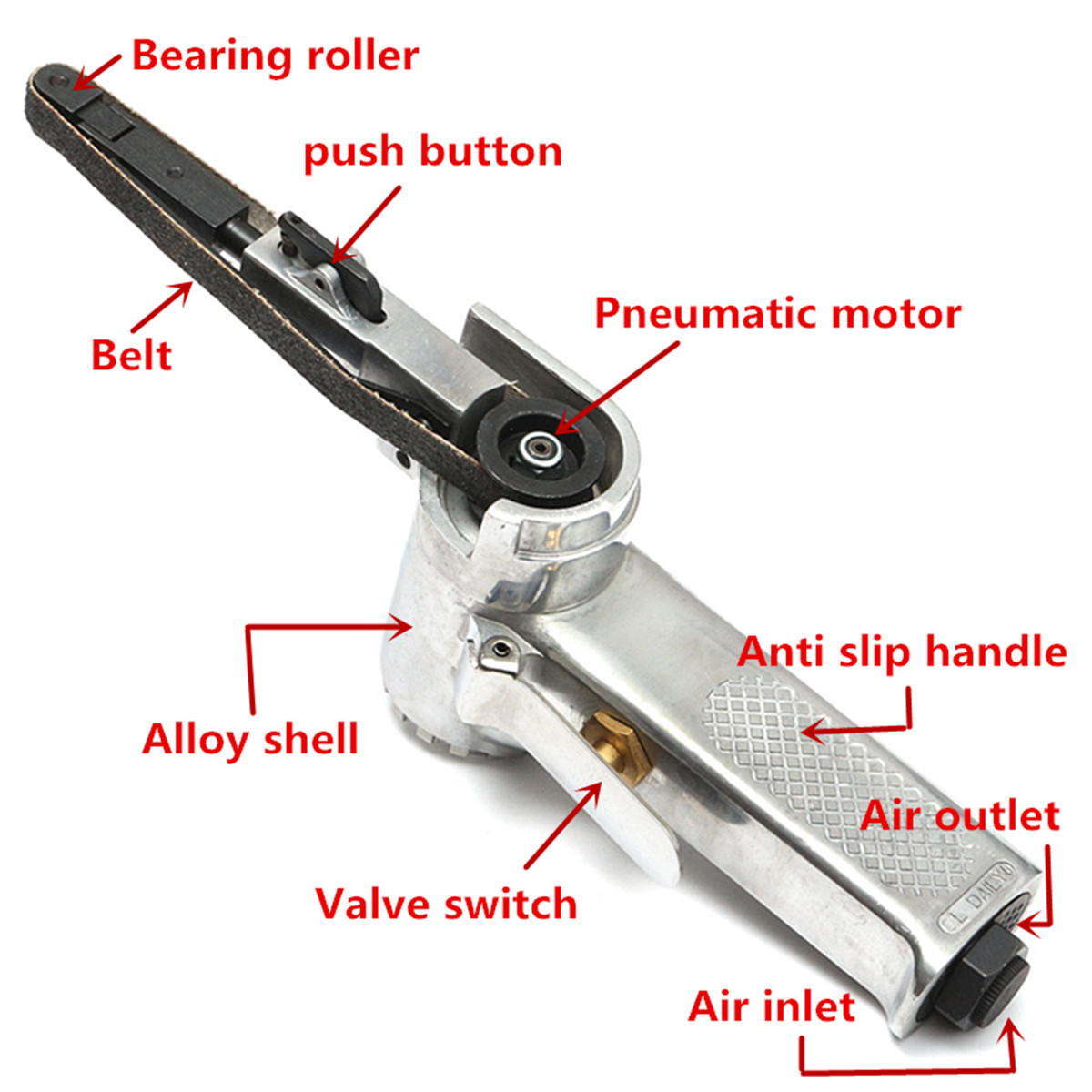 3/8'' Air Belt Sander + Sanding Belts For Air Compressor Sanding Pneumatic Tool
