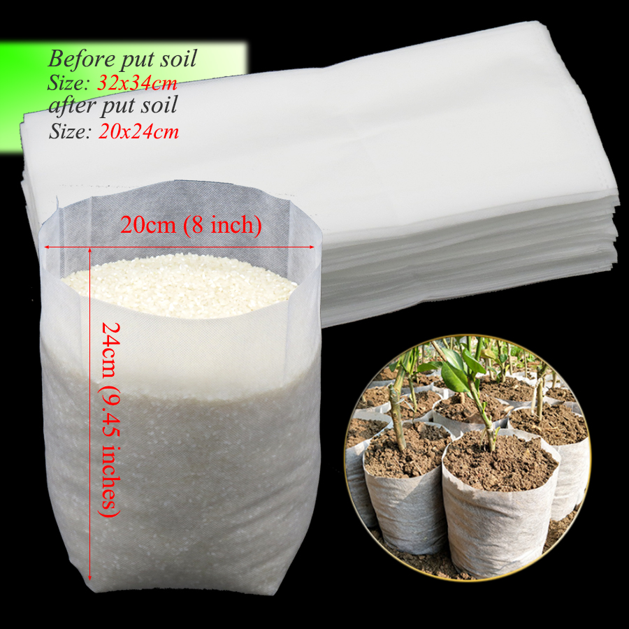 50PCS 32x34cm Nonwovens Fabrics Nursery Pots Plant Seedling Growing Grow Bags Home Garden Raising Nursery Bags Biodegradable