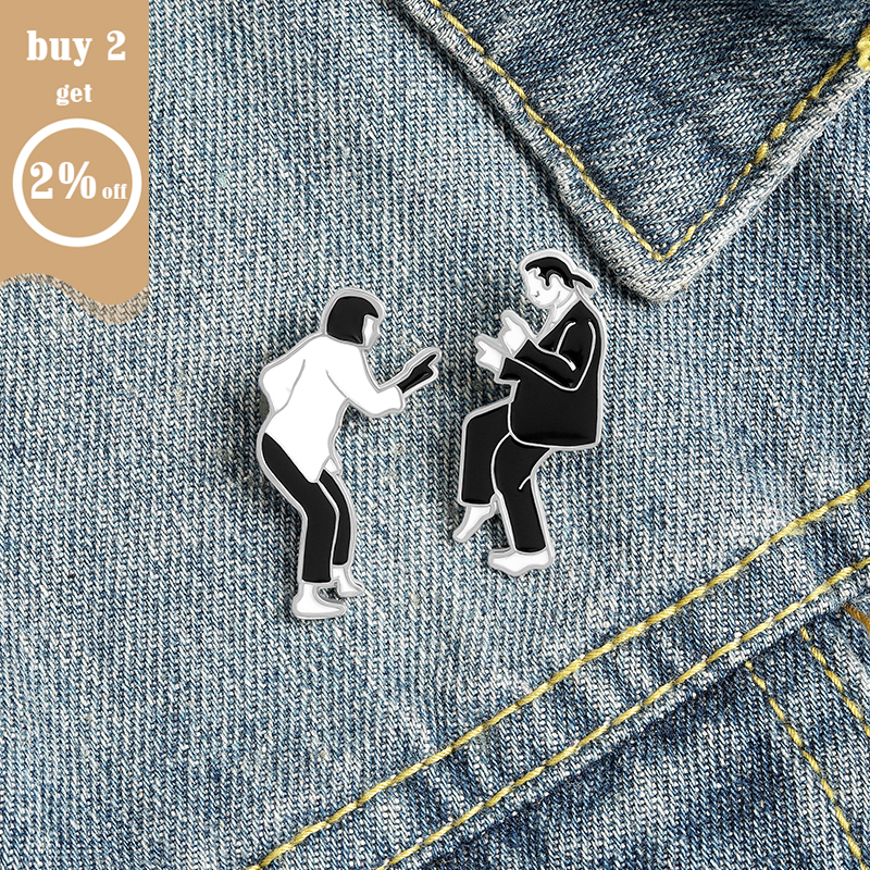 Pulp Fiction Enamel Pins Set Swing Dance Figure Brooches Shirt Collar Bag Lapel Pin Badge Jewelry Gift for Friends Wholesale