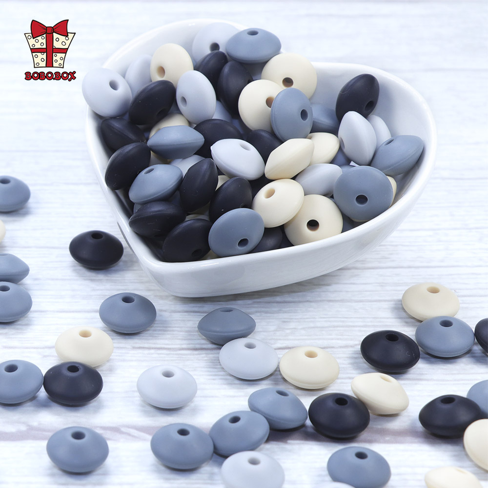 BOBO.BOX 500pcs Silicone Beads 12mm Perle Silicone Teether DIY Beads Food Grade Silicone Abacus Beads Teething Necklace Nursing