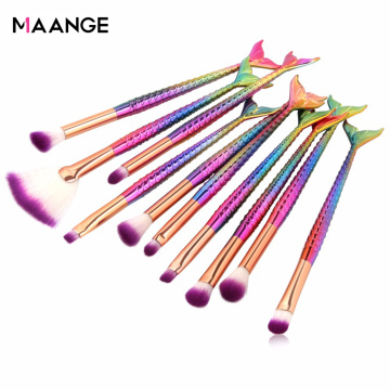 MAANGE 6/10pcs Mermaid Beauty Makeup Brushes Set Cosmetic Eye Shadow Powder Lip BlendMake Up Brush Tool Kit