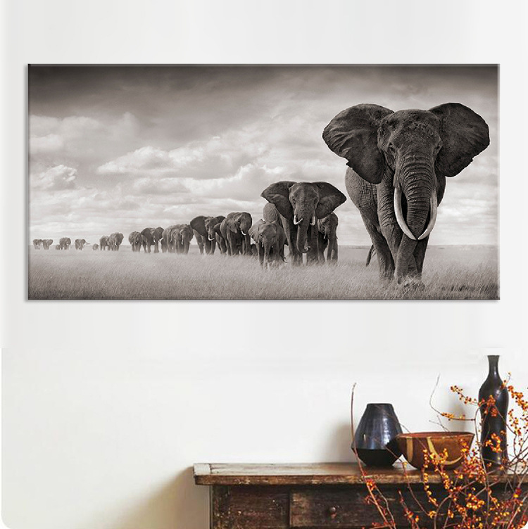 Nature Wild Africa Elephant Animal Oil Painting on Canvas Posters Prints Nordic Cuadros Wall Art Pictures For Living Room