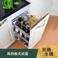 Anti-Fingerprint Stainless Steel Kitchen Cabinet Seasoning Basket-with Damping Camera Track Kitchen Cabinet Seasoning Basket