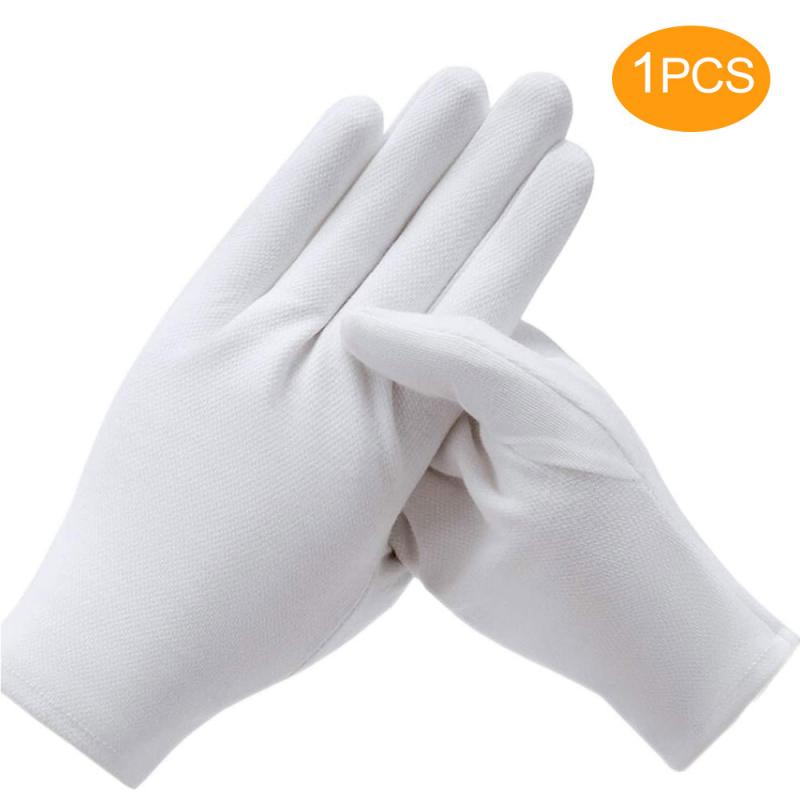 2PCS White Gloves 1 Pairs Soft Cotton Gloves Coin Jewelry Silver Inspection Gloves Stretchable Lining Glove Motorcycle Gloves