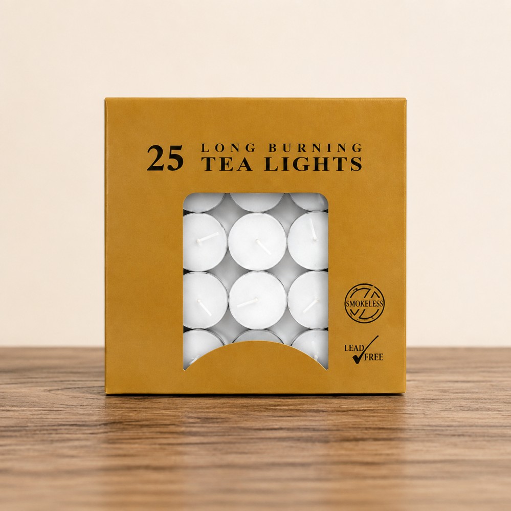 Bulk white tea light candles with clean burning performance for distributors and wholesale buyers.