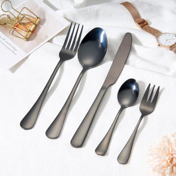 Black Tableware dinnerware sets Stainless Steel Cutlery Set Western Cutlery Set 5 Pieces Spoon Fork Knife Dinnerware Set Black