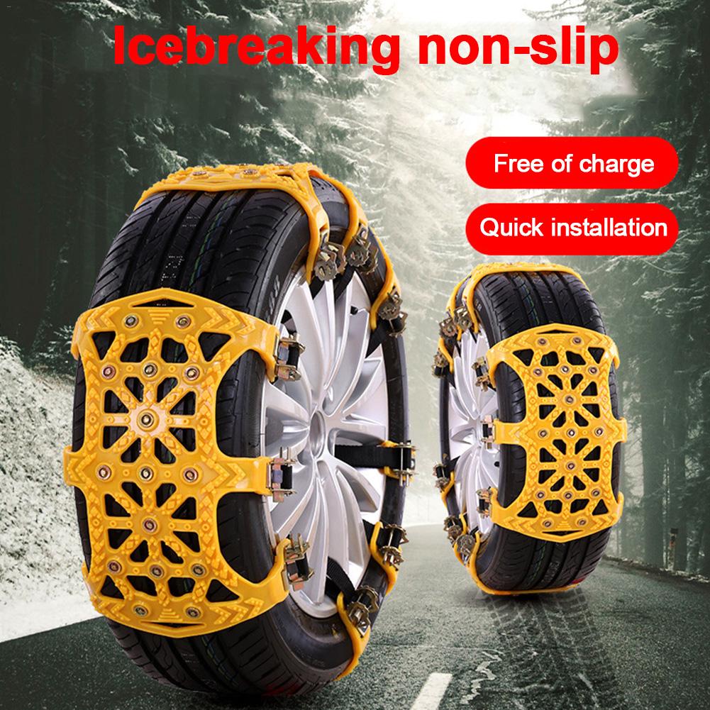 Universal 6pcs/set Car Tire Snow Chains Anti-slip Winter Roadway Safety Tire Chains TPU Thickened Emergency 16.93x14.17in