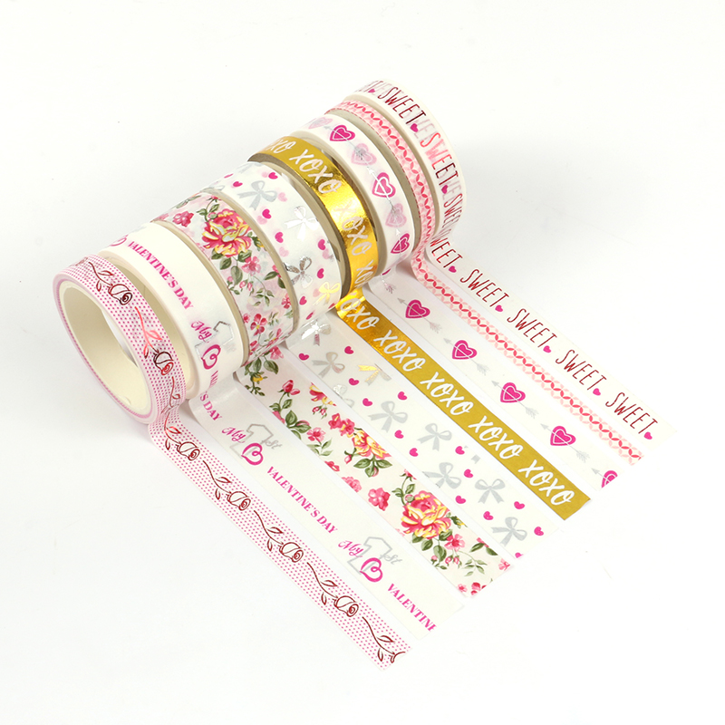 8 pcs/lot Kawaii Valentine's Day Series Masking Washi Tape Decorative Gold Adhesive Tape Decora Diy Scrapbooking Sticker Label