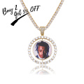 TOPGRILLZ Custom Made Photo Rotating double-sided Medallions Pendant Necklace With 4mm Tennis Chain Zircon Men's Hip hop Jewelry