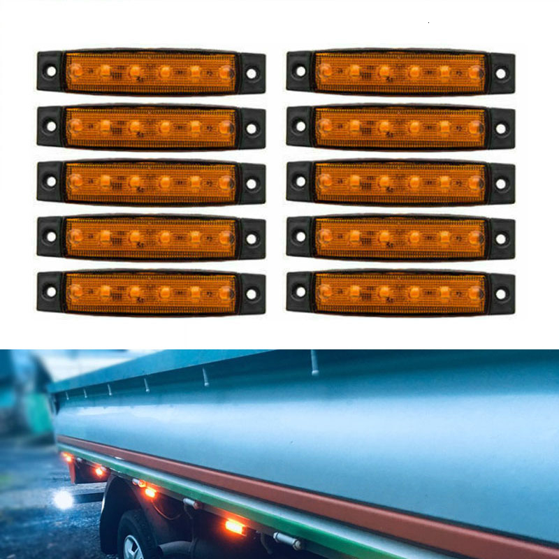 30pcs 24V 6 LED light Red White Yellow Truck Trailer Pickup Lorry Car Side Marker Indicators Lights 24V caravan tractor