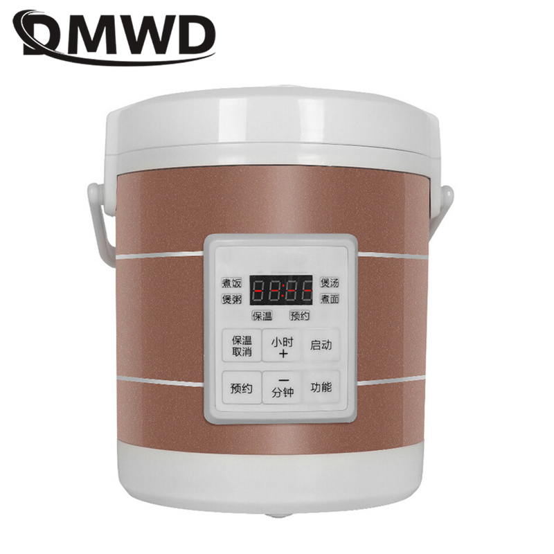 DMWD 12V 24V mini rice cooker 1.6L car trucks electric soup porridge cooking machine food steamer warmer fast heating lunch box