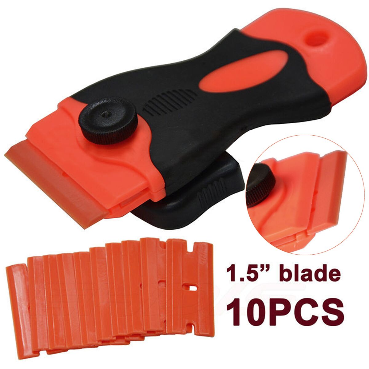 10 Plastic Scraper & 10pcs Steel Blades Knife Tinting Tools Ice Scraper Car Squeegee Vinyl Film Stickers Covers Tool