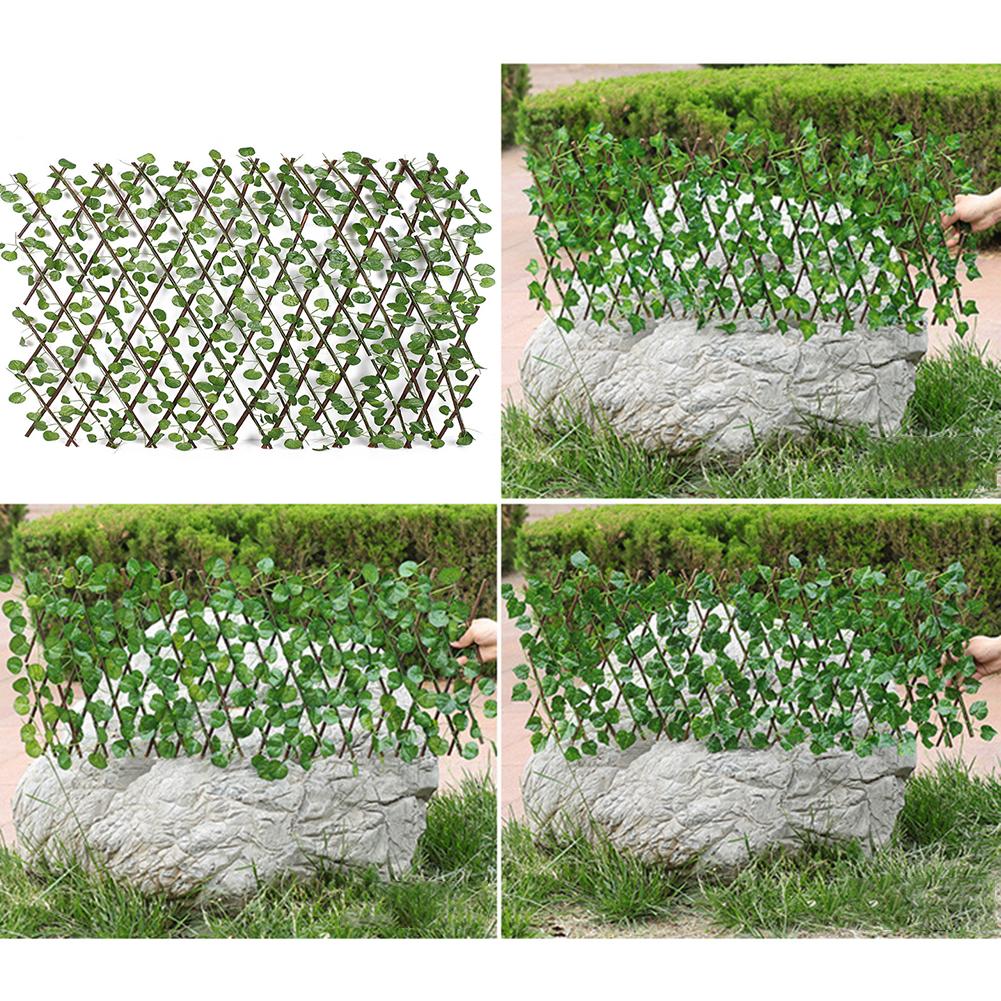 Retractable Artificial Garden Trellis Fence Expandable Faux Ivy Privacy Fence Wood Vines Climbing Frame Gardening Plant Decor