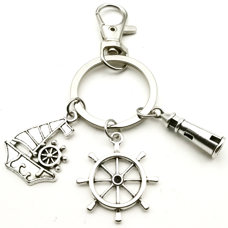 Lighthouse Best Friend Helm Sailing Keychain Hand In Hand Little Finger Swear Promise Key Chain Key Ring Key Chain Men's Jewelry