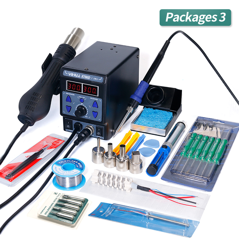 YIHUA 8786D-I Soldering Iron Hot Air Soldering Station DIY Digital Rework Station Phone Repair BGA Hot Gun Soldering Machine