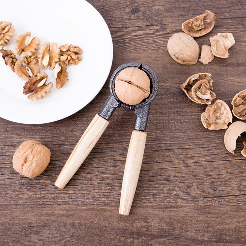 Alloy Nutcracker For Nuts Sheller Crack With Wooden Handle Almond Walnut Pecan Hazelnut Filbert Nut Kitchen Nut Sheller d1