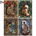Huacan 5d Diamond Painting New Arrivals Cat Decor For Home Mosaic Animal Full Display Handmade Gift Diamond Art