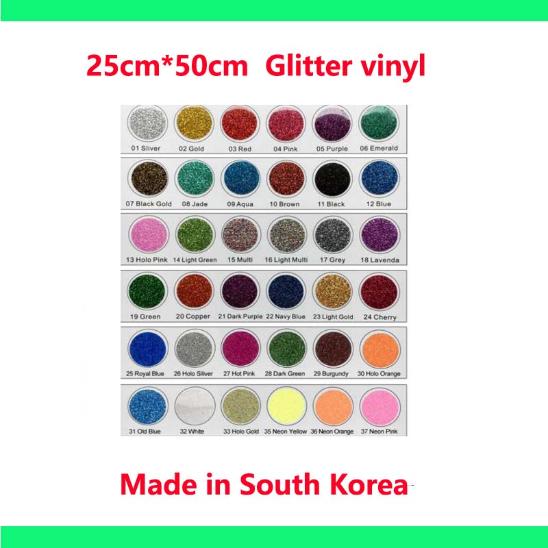 Free Shipping Glitter vinyl for heat transfer heat press cutting plotter Made in South Korea 1 sheet 30cmx50cm Film DIY!