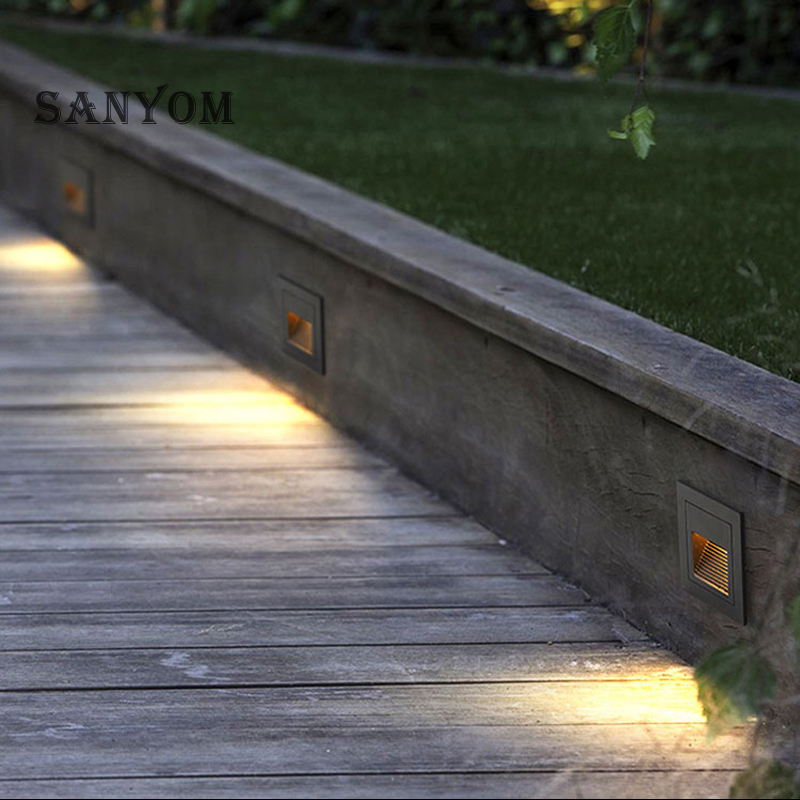 Outdoor indoor LED Step Light Waterproof Stair Light Wall Embedded Underground Lamp Lighting Deck Footlights 3W 85-265V IP65