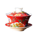 Tea Bowl Saucer Lid Set Tea Tureen Ceramic Gaiwan 300ml Jingdezhen Teaware Mast Cup Drinkware Container Tea Cup Decor Crafts