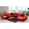 Factory luxury American style claret 1+2+3 adjustable headrest genuine leather seater L shape sofa set