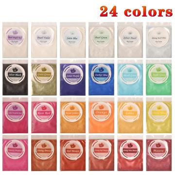 Mica Powder Dye Epoxy Resin 24 Powdered Pigments Set for Soap Bath Bombs Colorant Candle Making Kit for Slime Powder