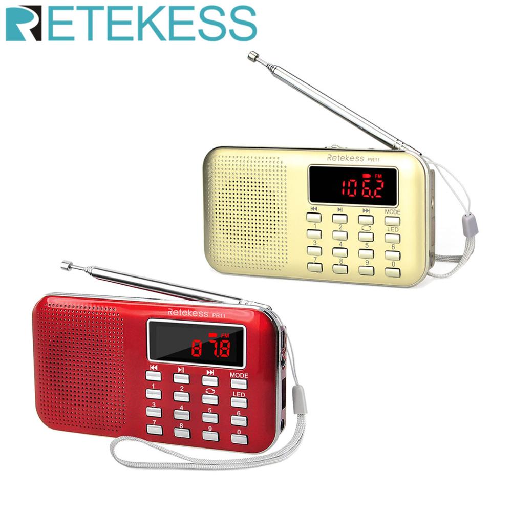 RETEKESS PR11 Radio Receiver Portable FM AM 2 Band Digital Mini Radio Pocket With USB MP3 Player Support TF Card USB Disk F9210J