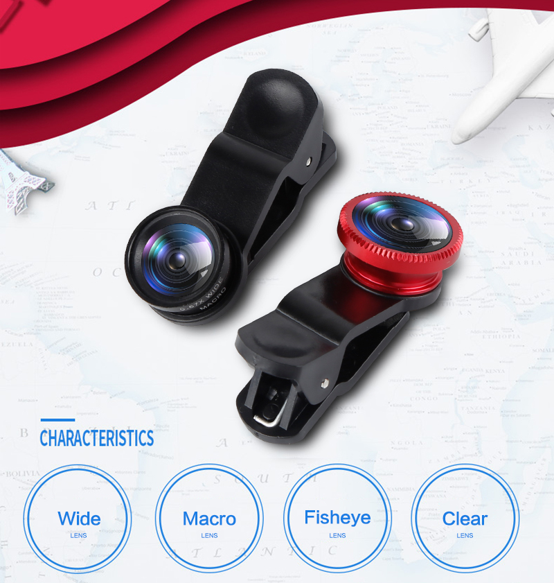 phone Back cover Lens 3 In 1 Lenses Wide Angle Lens For IPhone Xiaomi Huawei Macro Lenses Camera Kits Mobile Phone Clip Lens