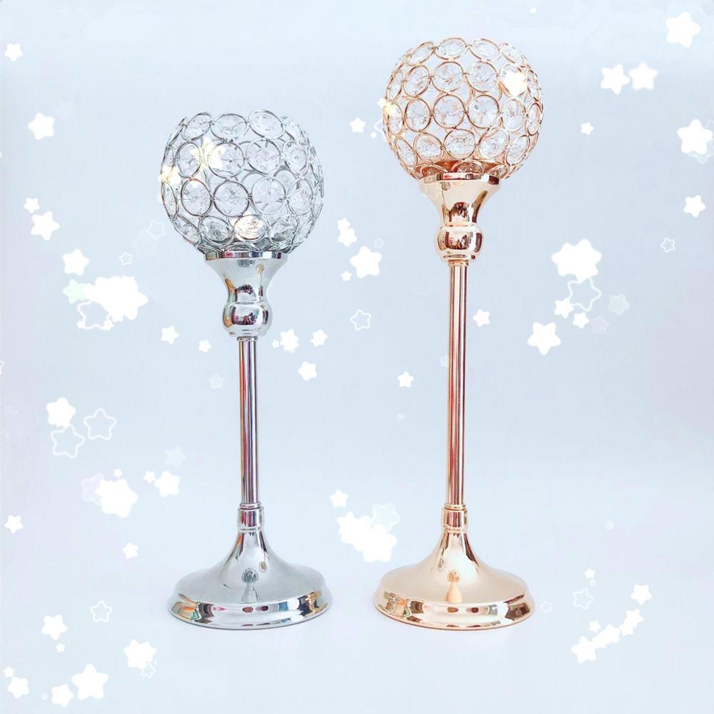 Crystal Tealight Candle Holders Metal Glass Candlesticks Wedding Table Centerpiece Party Christmas Home Decoration