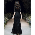 Women Black Elegant Evening Party Dress Exquisite Appliques Sequins Trim Banquet Gown Temperament Mermaid Prom Dresses XS-3XL