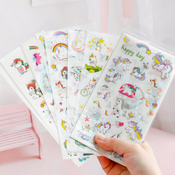 6 Sheets /Pack Unicorn Notebook Album DIY Decoration Stickers
