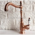 Antique Red Copper Kitchen Sink Faucet Washbasin Faucets Ceramic Lever Cold & Hot Water Mixer Bathroom Taps Deck Mounted lnf418