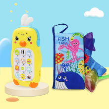 Cartoon Musical Mobile Phone Baby Teether Cellphone Toy Infant Soft Tails Cloth Book Educational Toy Learning Machine Kids Gift