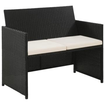 [AU Warehouse]Furniture 2 Seater Garden Sofa with Cushions Black Poly Rattan