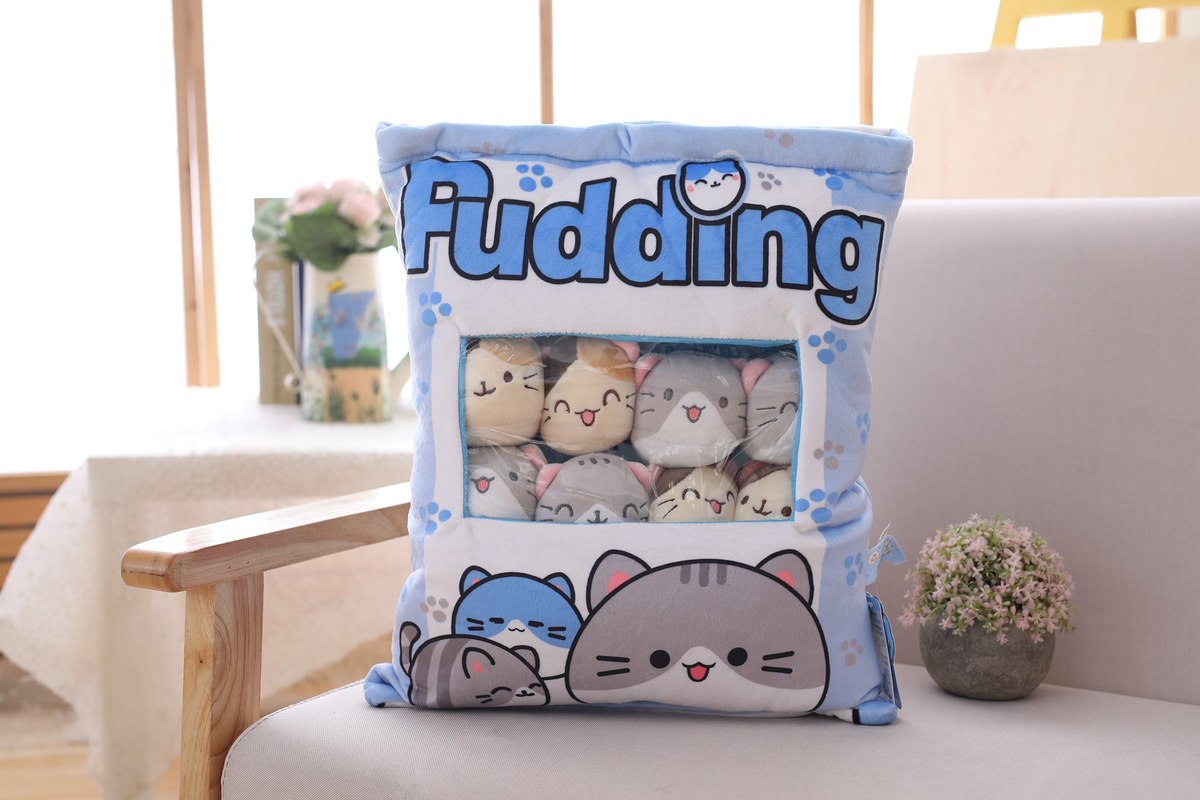 A Big Bag Kawaii Cat Plush Balls Bag Snack Toy Soft Cartoon Animal Stuffed Doll Sofa Pillow Girlfriend Kids Gifts Kawaii Plush