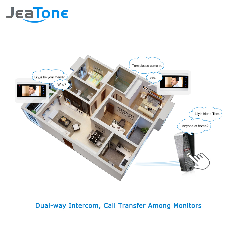 Jeatone 7 Inch Monitor 1200TVL Doorbell Camera Video Intercom System for House Ship from Russian Motion Detection Access Control
