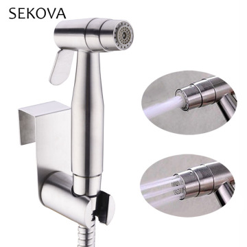 Double Function Stainless Steel Toilet Bidet Faucet Bathroom Handheld Bidet Sprayer Set Kit Tank Hook & Wall Mount